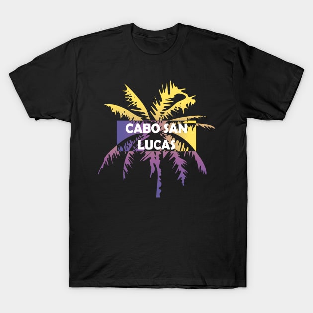 Cabo San Lucas Mexico Neon Tropics Vacation Palm Trees T-Shirt by FilsonDesigns